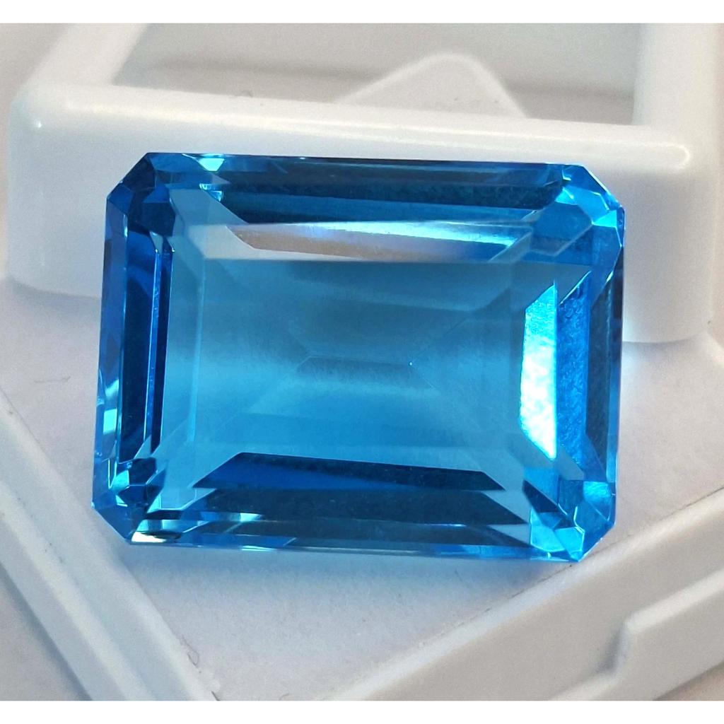 Natural Blue Topaz Brazil Emerald Cut 27-29 Ct Stunning Certified Gemstone