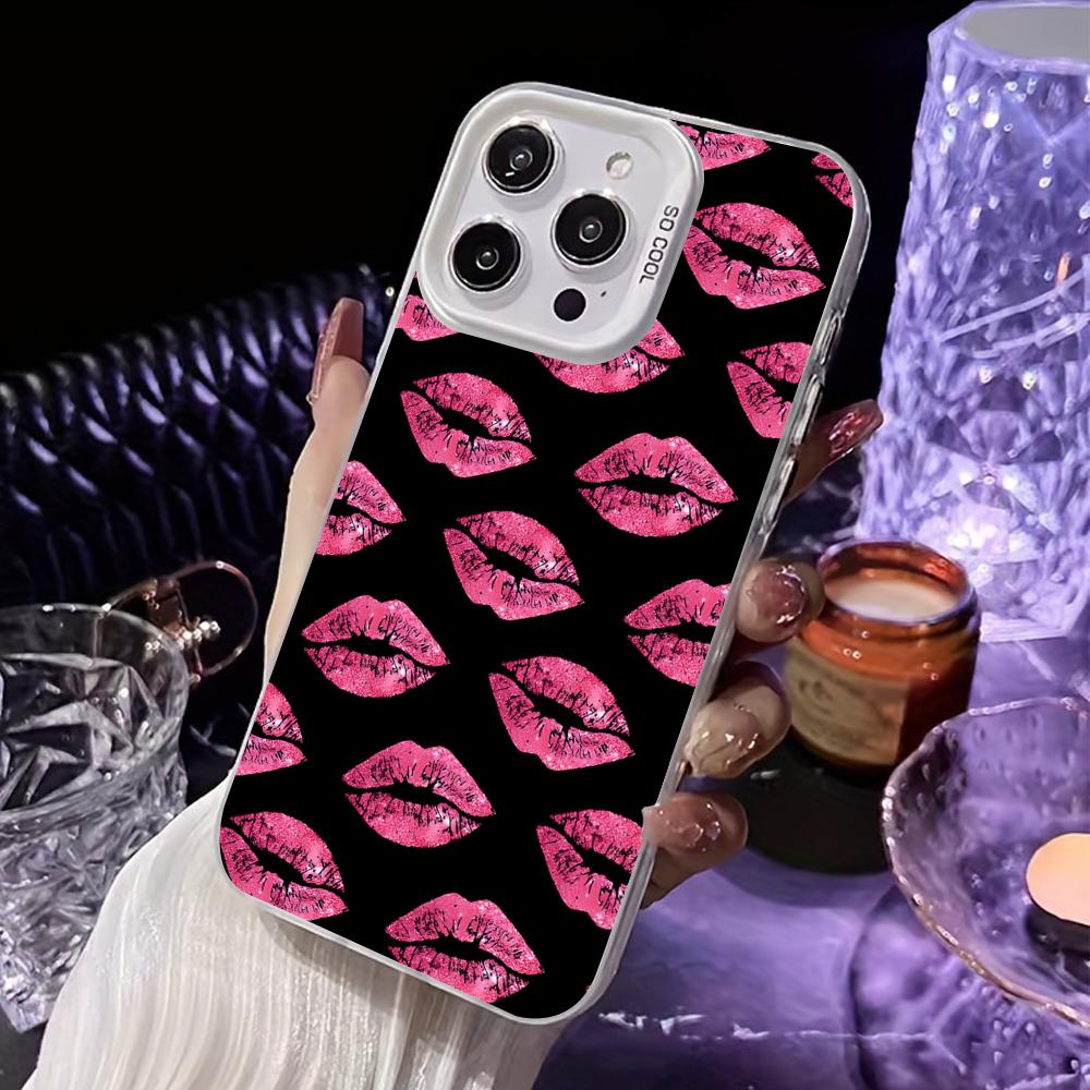Kiss Lips Cute White Translucent Mobile Phone Case for iPhone 17 16 15 14 13 12 11 X XR XS Air Pro Max Plus Colorful Cover