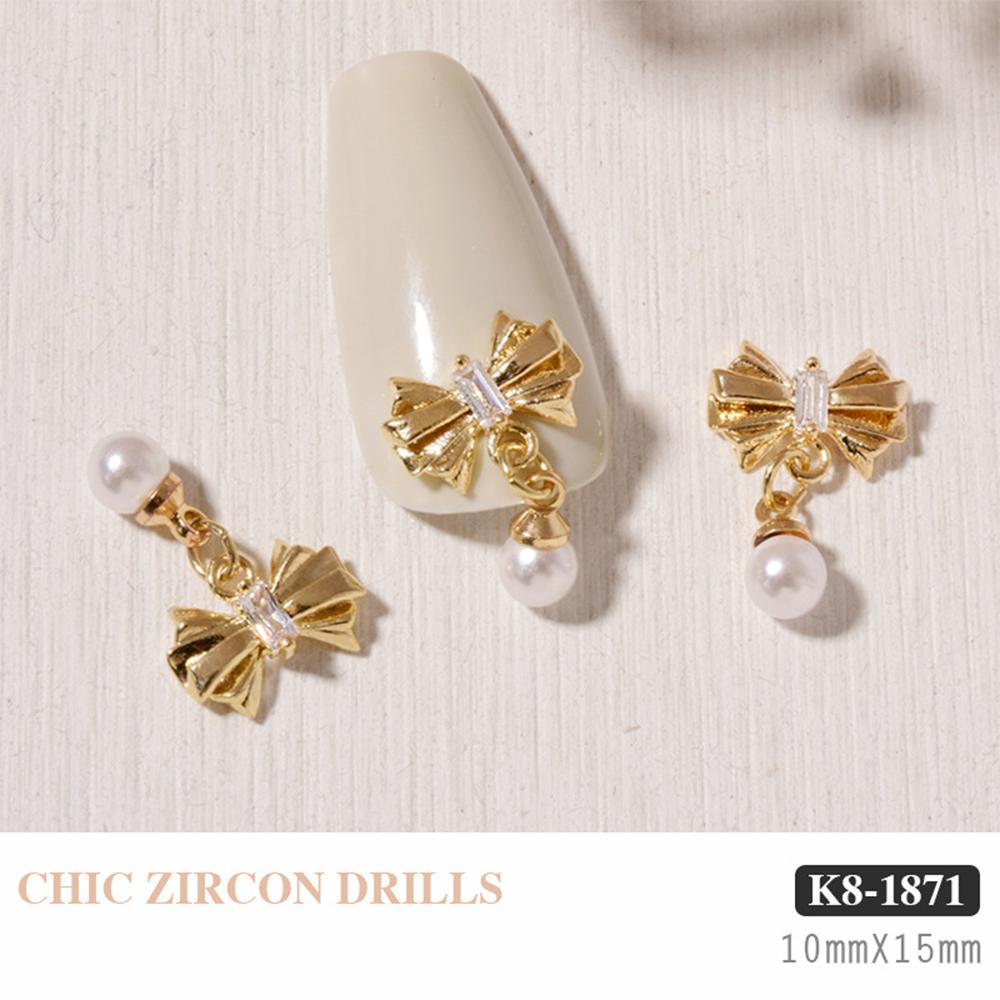 Pearl Opal Charms Nail Art Decorations Nail Rhinestones Crystal Pendant Chain Nail Art Jewelry