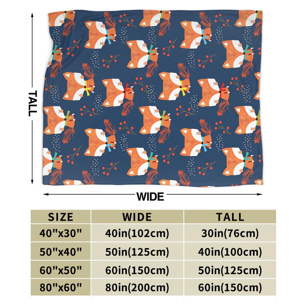 Cute Fox Flannel Blanket Kids Adults  Warm Soft Bedding Throws Winter Living Room Bedspread Sofa Bed Cover
