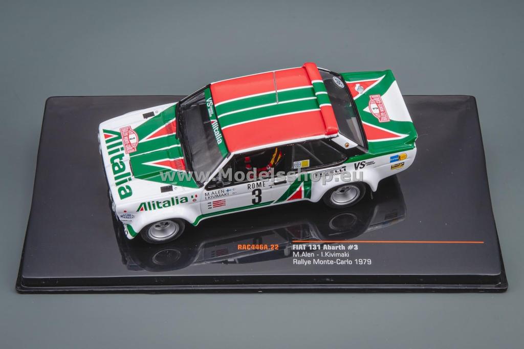 IXO Fiat 131 Abarth Diecast Model 1/43 Monte Carlo Rally 1979 #3 M. Alen/I. Kivimak Ready-to-Display Diecast RAC446A