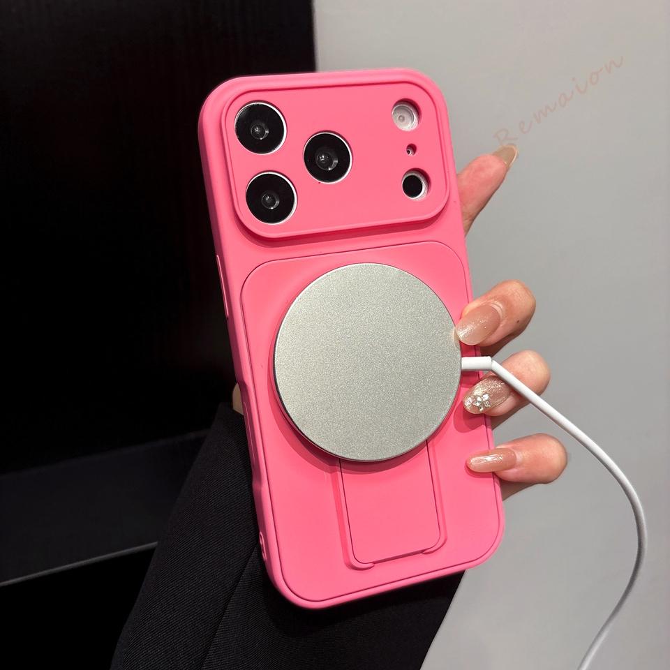Официальный магнитный чехол-подставка для телефона Для For Iphone 17 11 12 13 14 1 16 17 Pro Max Жидкий Ударопрочный Защитный Чехол