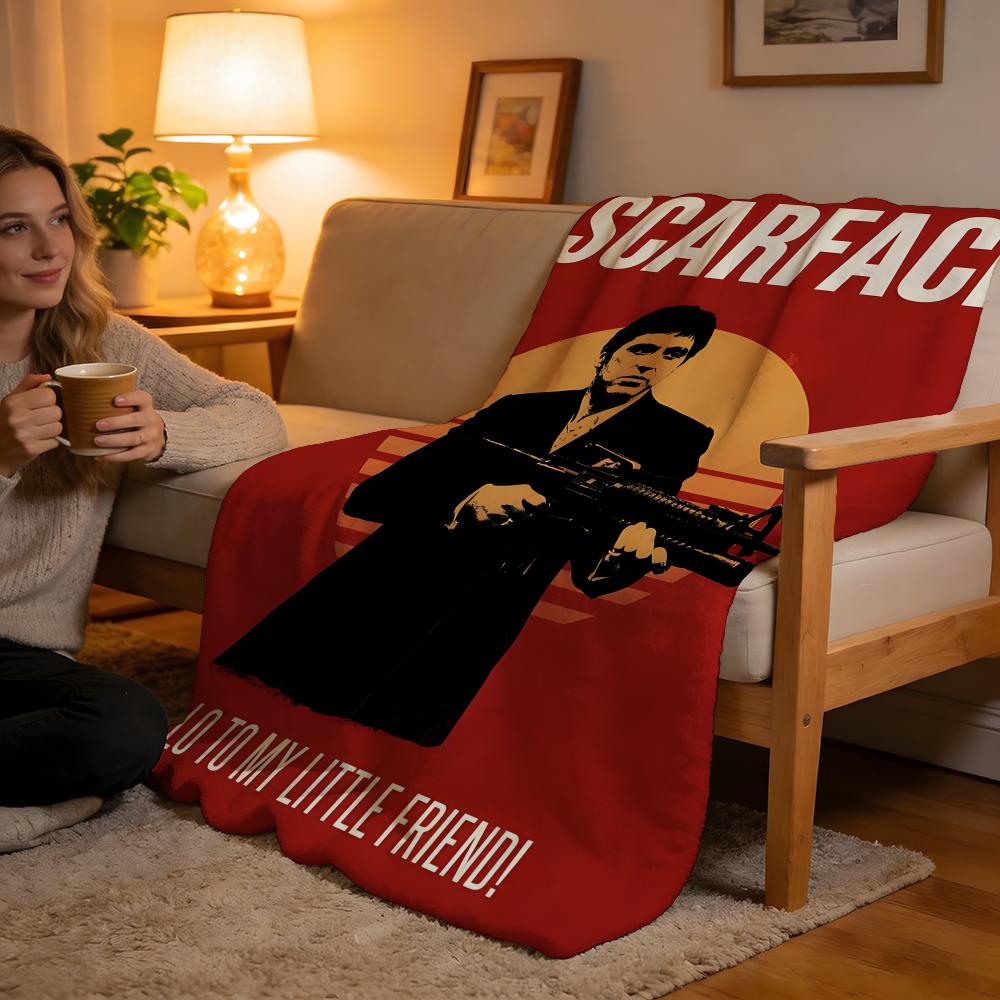 Throw High-Density Short Plush Blanket For Sofa Nap Air-Conditioned Room Soft Skin-Friendly Classic Movie Scarface