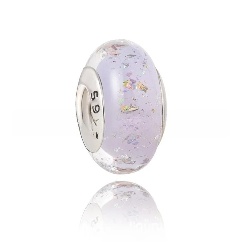 Новый Оригинальный Медный Шарм из Муранского Стекла Разноцветный Радужный Шарм Снежинки Звезды для Браслета Сделай Сам Женские Украшения