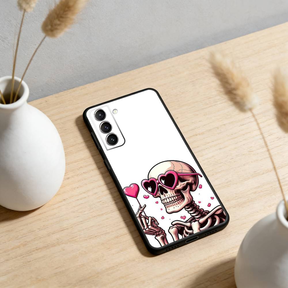 COOL S-Skeleton-ON Phone Case For Samsung S25,24,23,22,30,21,10,9,Ultra,Plus,Lite,FE,4,5 G Soft Black Case