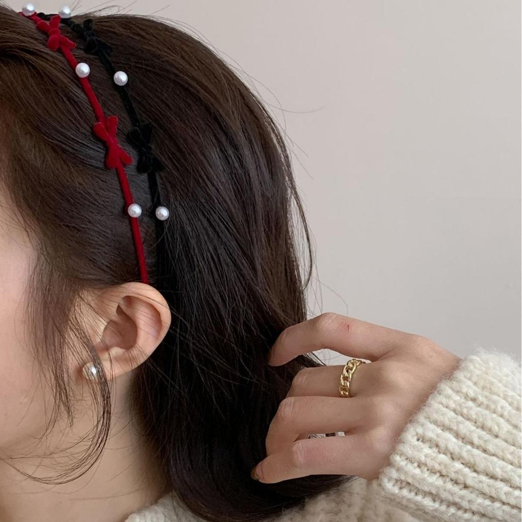 Повязка на голову Runaway Princess Pearl Bow Flocked - Женская осенне-зимняя мода