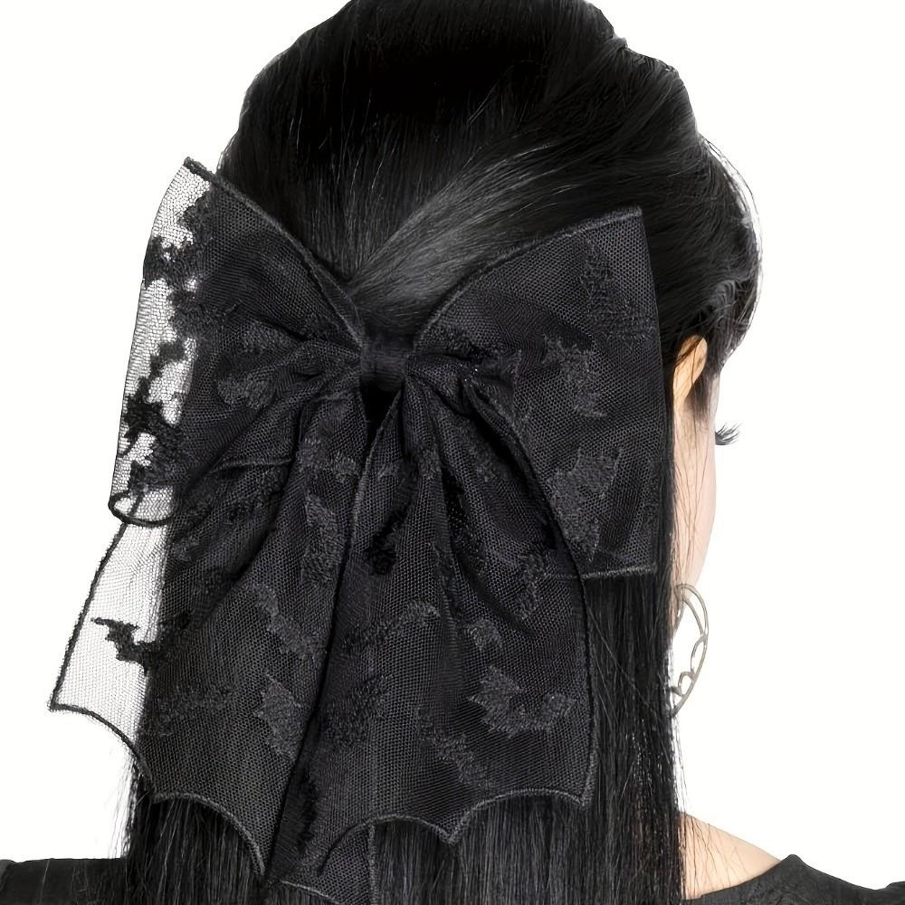 Creative Star Spider Web Hair Clip Spring Clip Gothic Bat Head Veil Elegant Lace Halloween Hairpin Hair Accessories