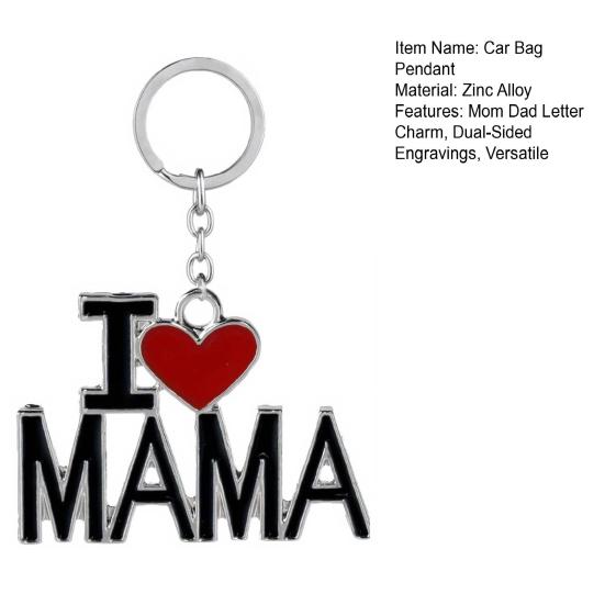 Брелок для ключей с подвеской в виде сумки для автомобиля, с надписью «Любовь, мама, папа», с двухсторонней гравировкой