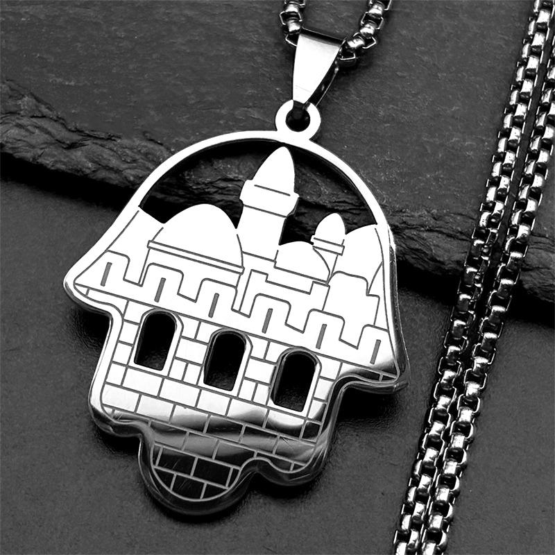 Judaism Jerusalem Je Hamsa Hand Stainless Steel Necklaces for Women Men Gold Color Temple of God Fatima Jewelry