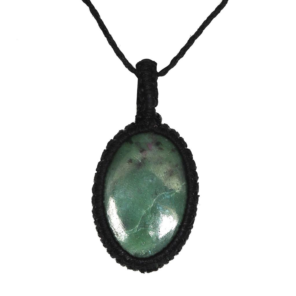 Handmade Ruby Zoisite Macrame Thread Gemstone Jewelry 20-36''Ad Necklace
