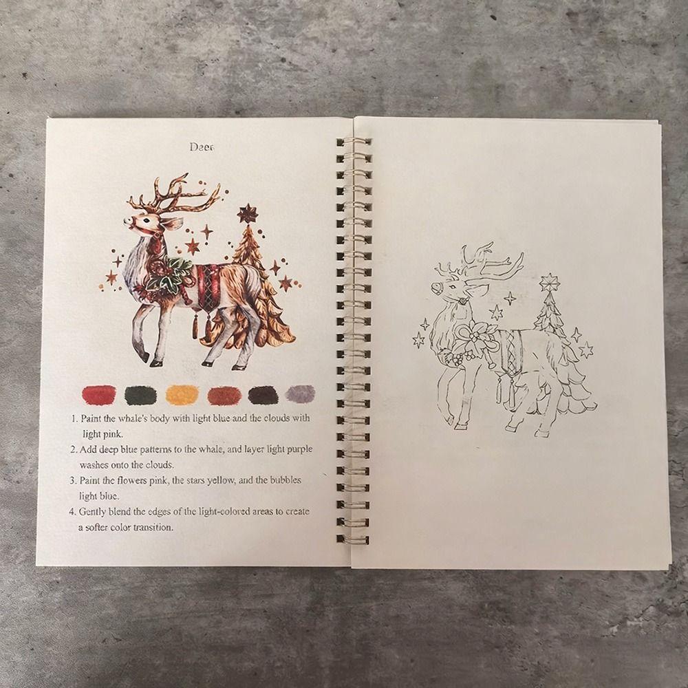 Christmas Watercolor Workbook Beginner-Friendly Art Learning Guide Gift for Artists