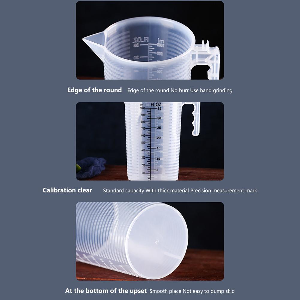 Пластиковый мерный стакан 500/1000/2000/5000 мл Утолщенный пищевой градуированный стакан Прозрачный кухонный экспериментальный мерный стакан