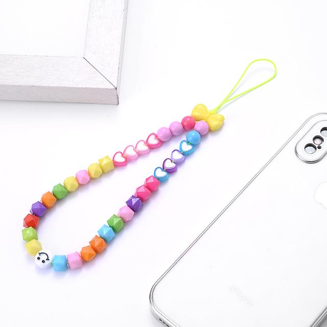 Модные женские акриловые глиняные каменные бусины, цепочка для мобильного телефона, ремешок для мобильного телефона, подвесной шнур, брелок для ключей, ювелирные изделия, настраиваемые