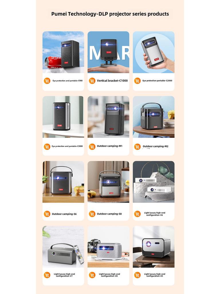 M1 Портативный умный домашний проектор, 1080p Ultra-Clear для гостиной и спальни