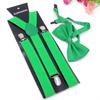Gift Men Women Elastic Leather Suspenders Braces Adjustable Straps Bow Ties Set Unisex Suspenders