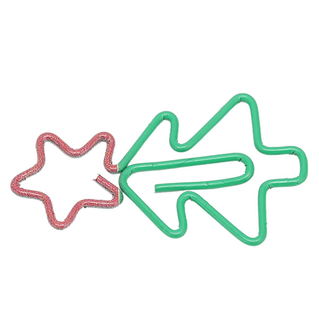 100 шт. фигурных скрепок в виде рождественской елки с гальваническим покрытием, многоцелевые милые скрепки для дома