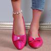 Небольшие импортные туфли большого размера женские 2024 осень корейская версия остроносые туфли с одной педалью бант туфли Doudou плоские туфли