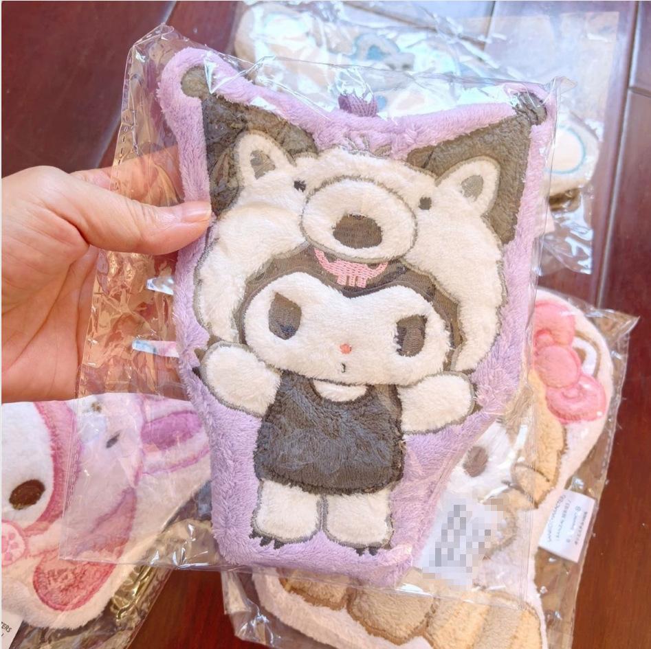 Kawaii Kitty Cinnamoroll Cartoon Hanging Hand Towel Absorbent Thickened Wipe Cloth Kuromi Melody Bathroom Kitchen Household Gift