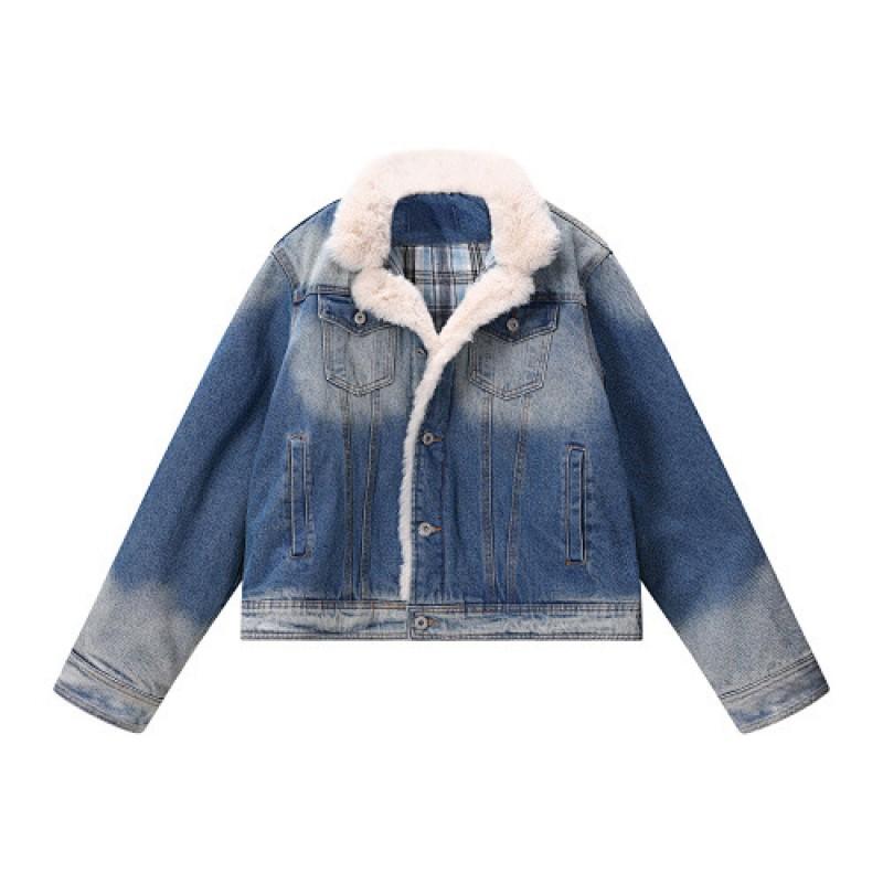 Unisex Oversized Cotton Puffer Jacket With Faux Fur Collar Retro Americana Style Winter Warm Coat Men Women