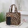 Retro Leopard Print Large Capacity Lunch Tote Bag with Storage Pouch Commuter Work Handbag Portable Meal Bag