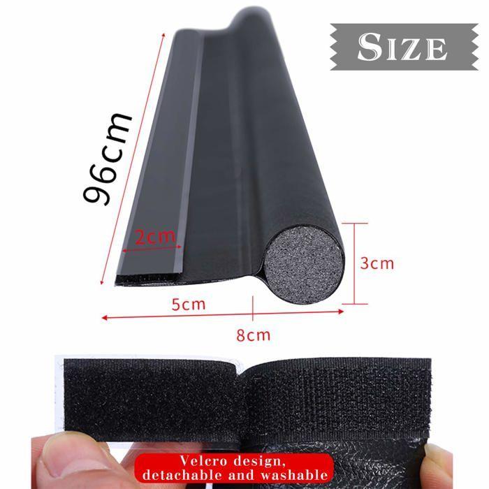 Bas de porte boudin 96 cm noir - joint auto-adhésif en mousse EPE et cuir PU anti-courant d'air