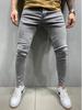 Petit De Français Men's Denim Jogger Pants, Distressed Jeans, Rider Jeans, Motorcycle Jeans, D-46 (XXL, Gray)