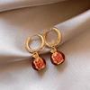 Exquisite Red Pomegranate Series Earrings for Women Simple Cute Metal Vintage Earrings Premium Jewelry Gifts Daily Wear New