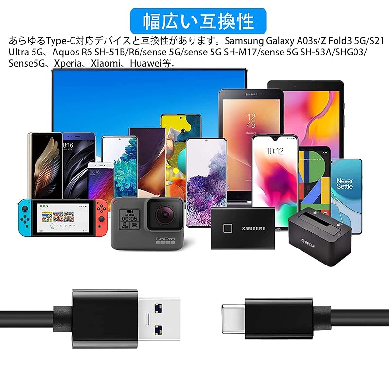 USB Type C Cable 1m 3 Piece Set LpoieJun Type C (USB A To C) Cable Super Fast Charging with 2A Output USB2.0 Compliant Product Highly Durable TPE