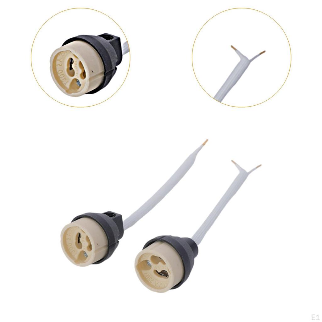 Gu10 Base Sockets Holder Easy to Install Waterproof with Cable Insulating Sleeve Ceramic