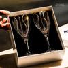 A Pair of High-end Gold-painted Red Wine Glasses, Light Luxury Household Crystal Glass Goblets, and a Gift Box.