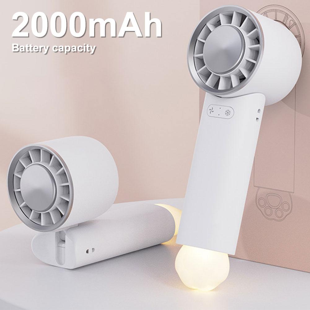 Портативный ручной вентилятор Маленький персональный вентилятор 3 скорости USB-зарядка Вентилятор для ношения на шее Работает от батареек Со светом для девочек женщин детей