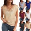 New Women's Sexy V-neck Sequined Pearl Shiny Vest T-shirt