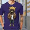 Новая летняя мужская модная футболка с принтом медведя из мультфильма «Персонажи», мужская футболка, топ