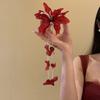 Цветочный зажим-утконос, заколка для волос с имитацией цветка, стеклянные бусины, заколка для волос с длинной кисточкой, головной убор для девочек и женщин, аксессуар