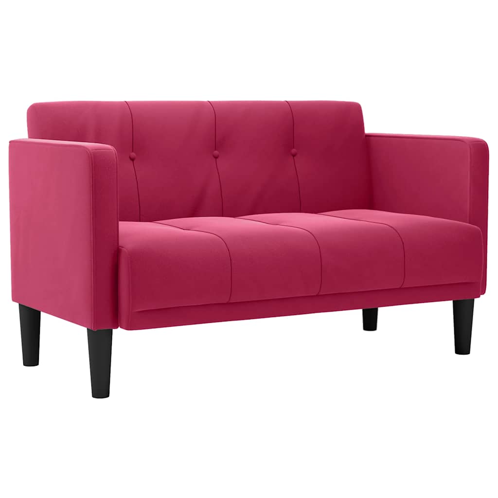 2 Seater Sofa in Wine Red 111 cm Velvet
