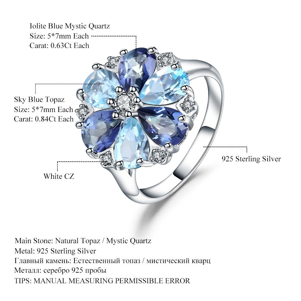 Light Luxury Natural Colored Treasure Ring S925 Sterling Silver Inlaid With Natural Colored Crystal Gemstone Ring