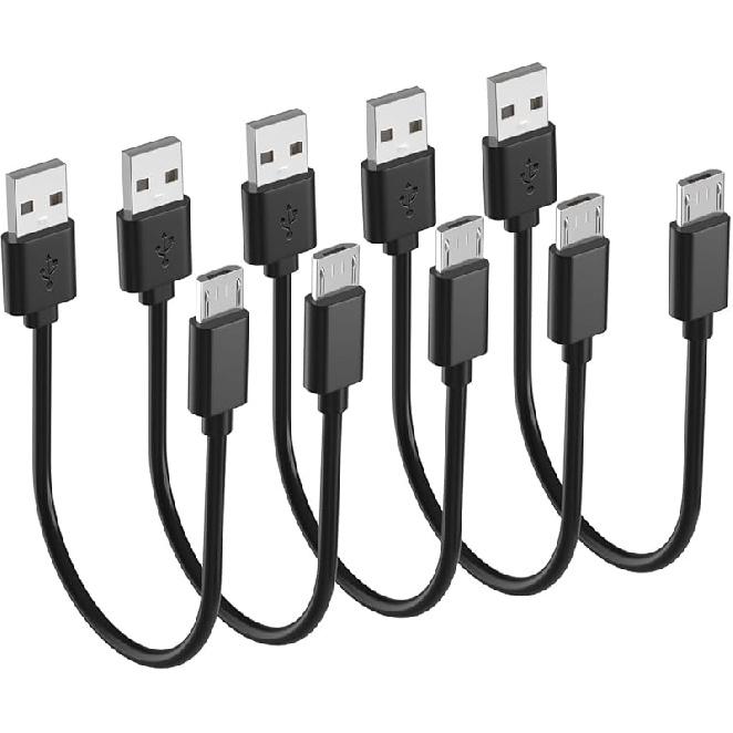 Короткий кабель Micro USB 1 фут (12 дюймов), Быстрый шнур-зарядка для Android для Samsung Galaxy, Fire Stick, Power Bank, Moto, MP3, PS4, Chromecast, Зарядка Micro USB
