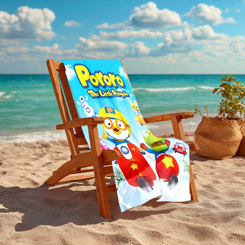 1pc Pororo1 Beach Towel, Comfortable and Thick, and Swimming/Bath/Picnic/Camping Towel, Suitable for Seaside Beaches