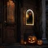 Halloween Ghost Mirror Decoration Glowing Mirror, USB Light Up Spooky Scary Ghosts, Hologram Greeting Door Sign Prank Decor for Haunted House