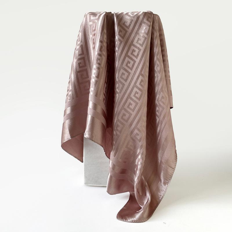 Imitation Silk Scarf for Women Solid Color Printed Scarf Scalp Shawl Scarf