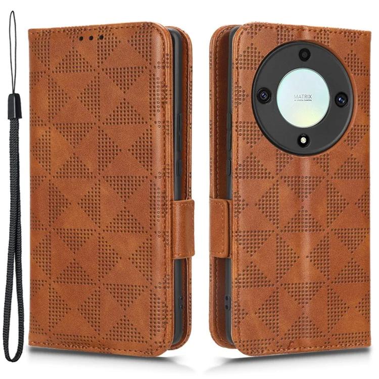 Для Honor X40 5G / X9a 5G / Magic5 Lite 5G тисненый треугольный узор чехол-кошелек подставка для телефона