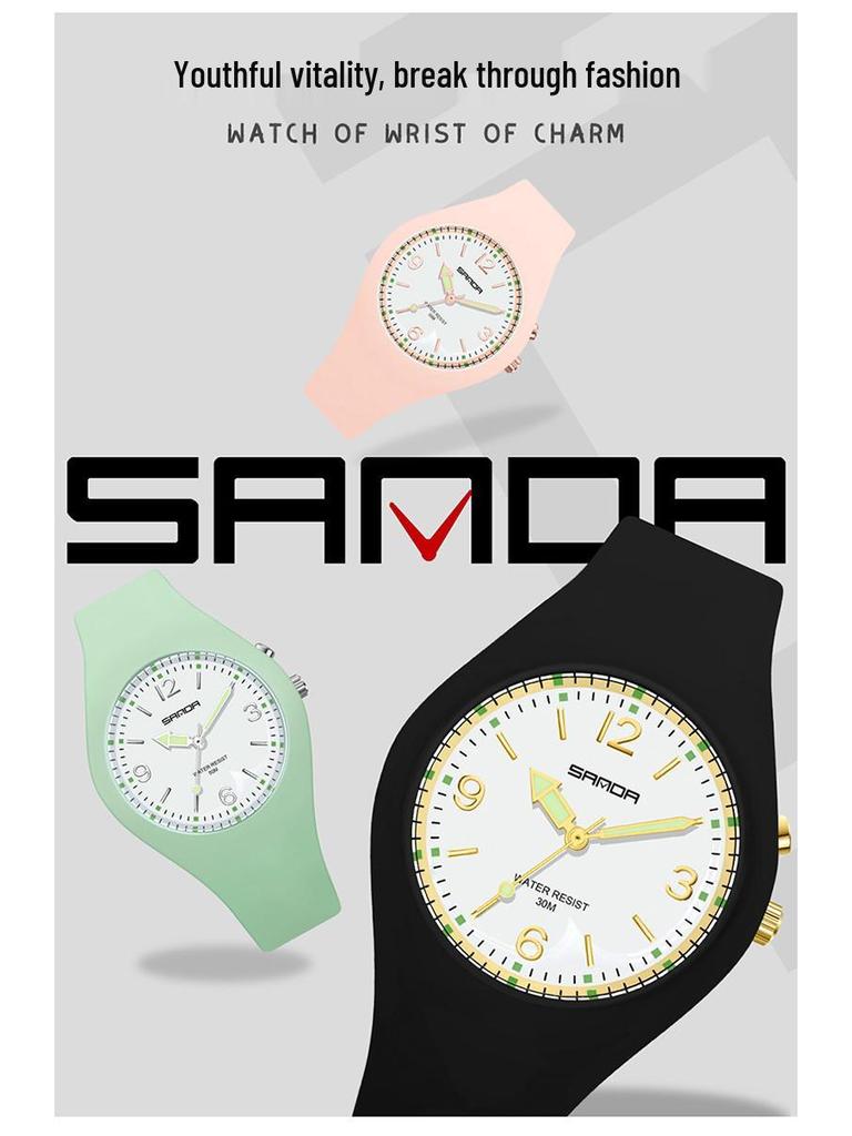Sanda Макаронный цвет Флуоресцентные Водонепроницаемые Спортивные Часы для Мужчин и Женщин