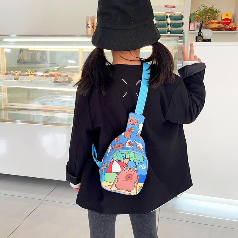 Stylish Children's Cartoon Pattern Crossbody Bag In Black Pink And Blue Colors