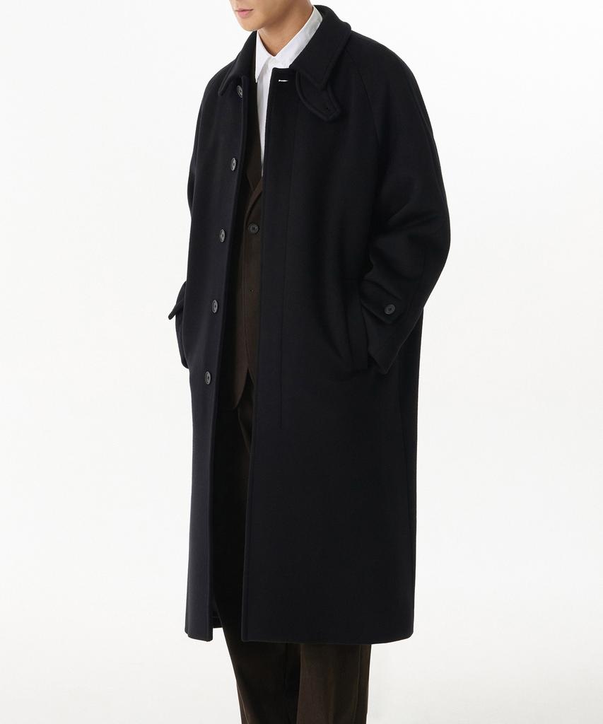 Musinsa Standard Cashmere Blend Oversized Minimal Balmacaan Coat [Black]