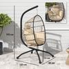 Hanging Egg Chair Outdoor Indoor Garden Swing Chair with Folding Basket and Thickened Cushion, Garden Hanging Chair with Stand, Headrest