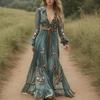 Women's Retro Sexy And Elegant V-neck Long Bohemian Dress