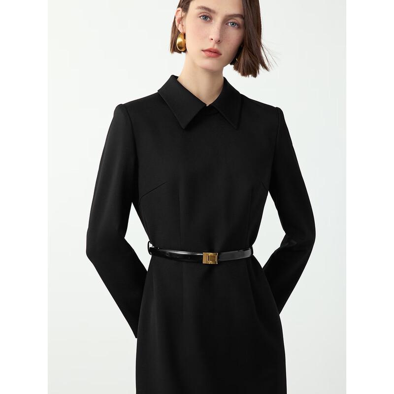 Langzi Slim Fit Winter Shirt Collar Midi Dress