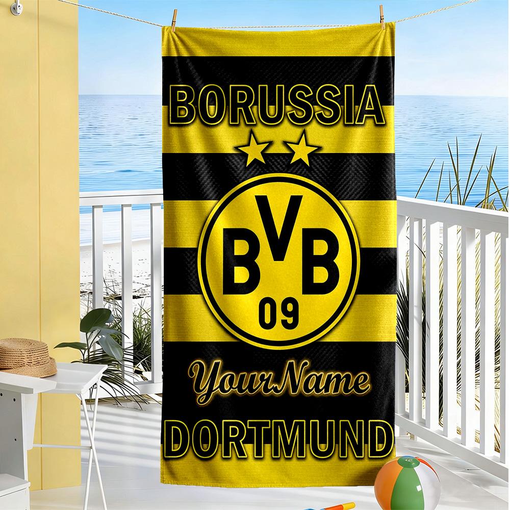 Borussia Dortmund Customize Text Beach Towel Super Soft & Absorbent