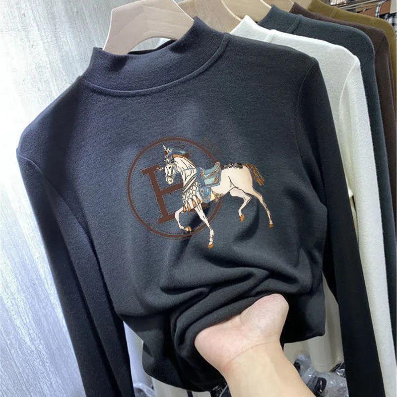 Женская двухсторонняя рубашка с высоким воротником и длинным рукавом с начесом для осени/зимы