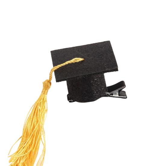 Yousheng Graduation Hat Hair Clip Felt Fabric Doctor Hat Shape Mini Cap with Tassel Hair Pin Kindergarten College Party Accessory